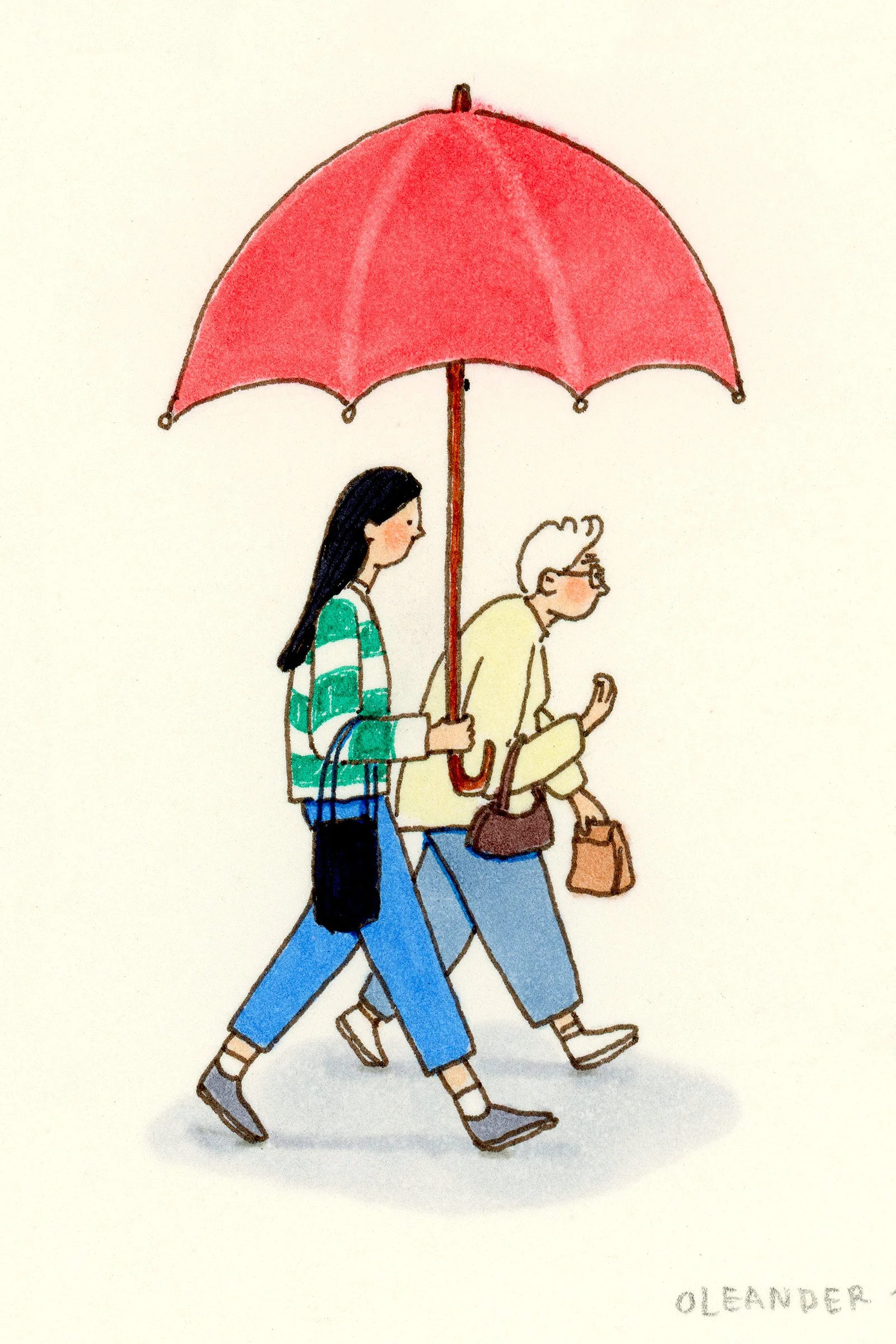 Walks With Grandma print and original by Amanda Oleander. — AMANDA